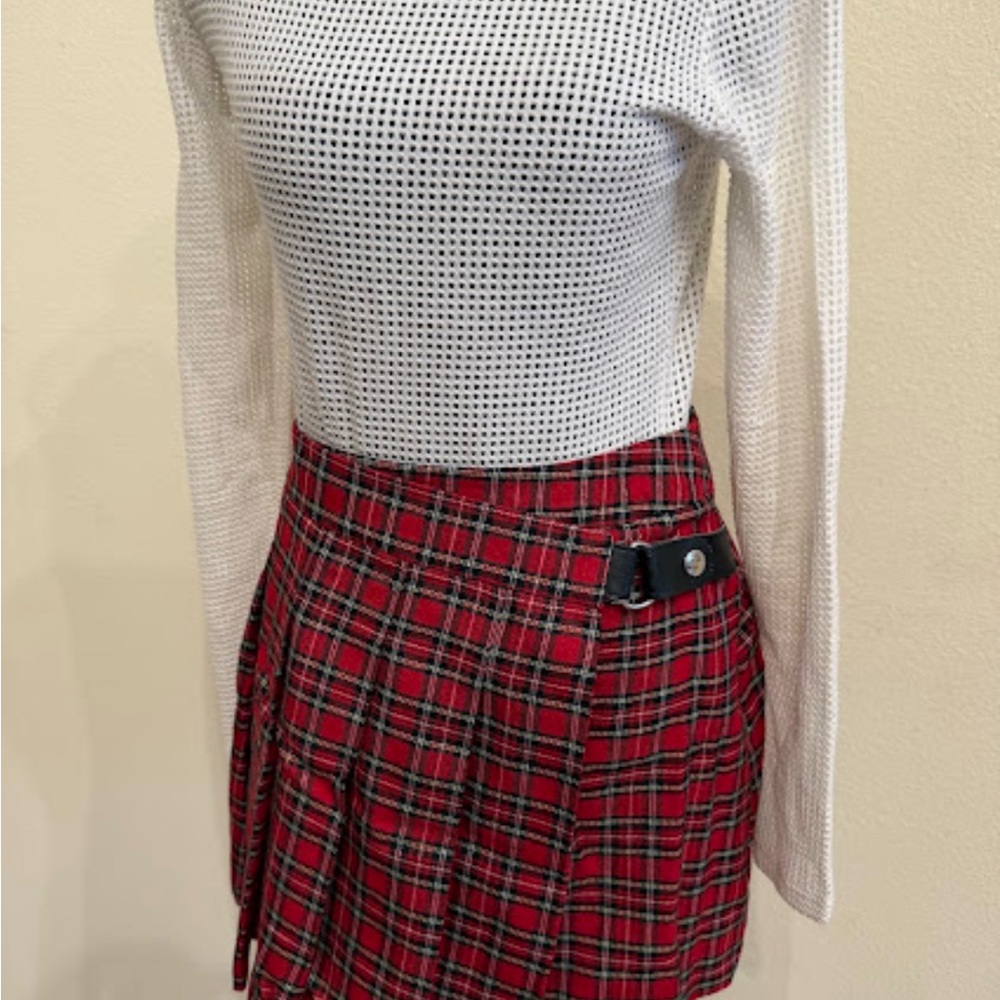 Topshop Red Checkered Mini Skirt